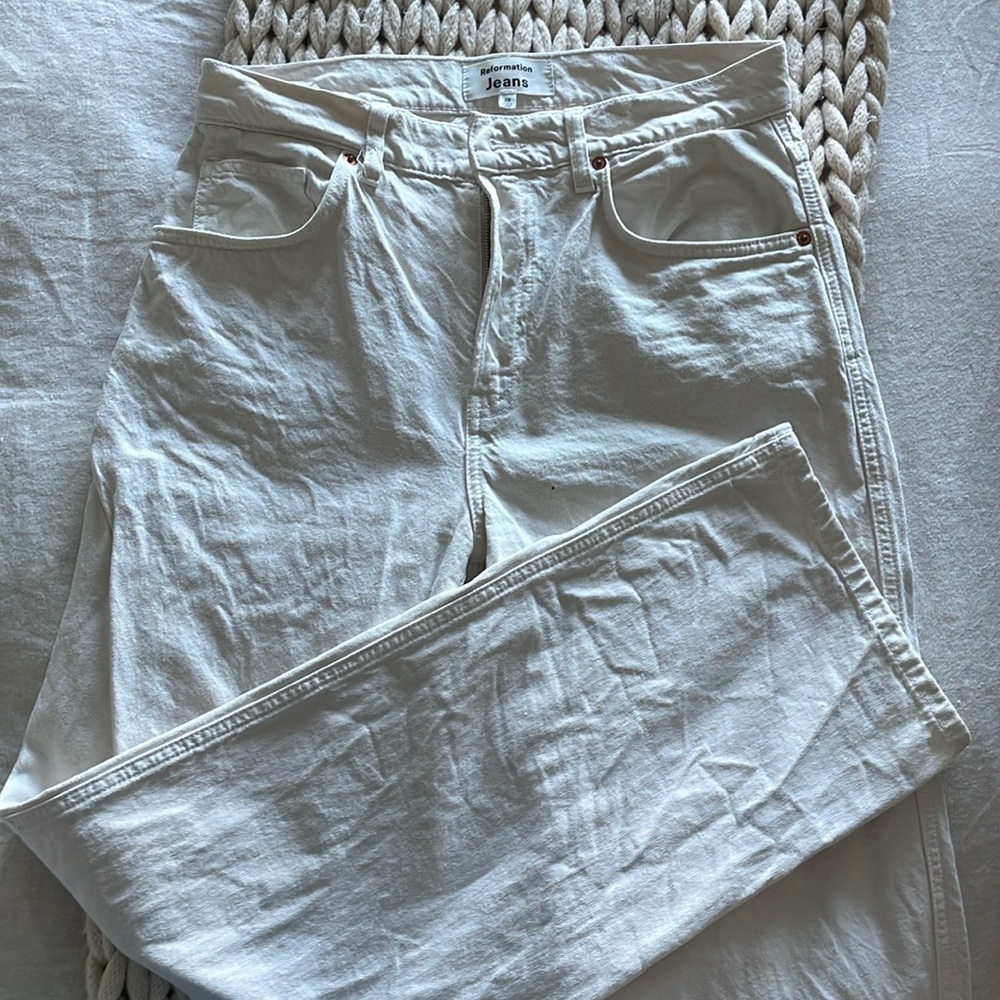 Reformation Val 90s Mid Rise Straight Jeans Fior Di Latte - Size 28